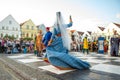 Zilina, Slovak RepubliÃÂ, Slovakia - July 28, 2023: Live chess figurines dressed in medieval costumes and armours during